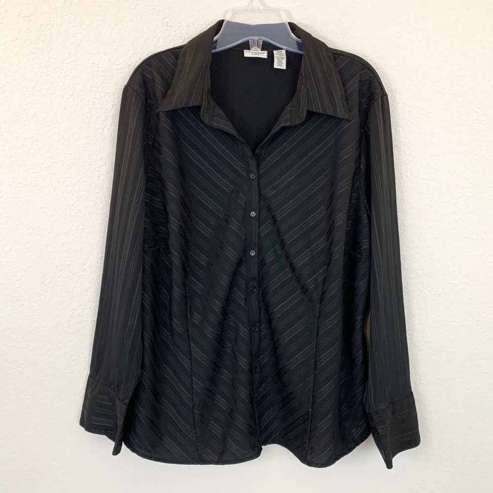 Covington Metallic striped buttoned Top